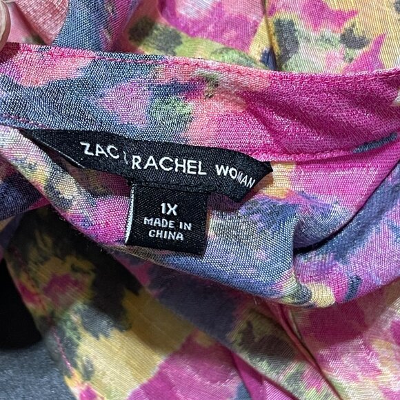 New Zac & Rachel Floral Blouse Size 1X Lilac Rose Button Front Long Sleeve - Picture 4 of 8